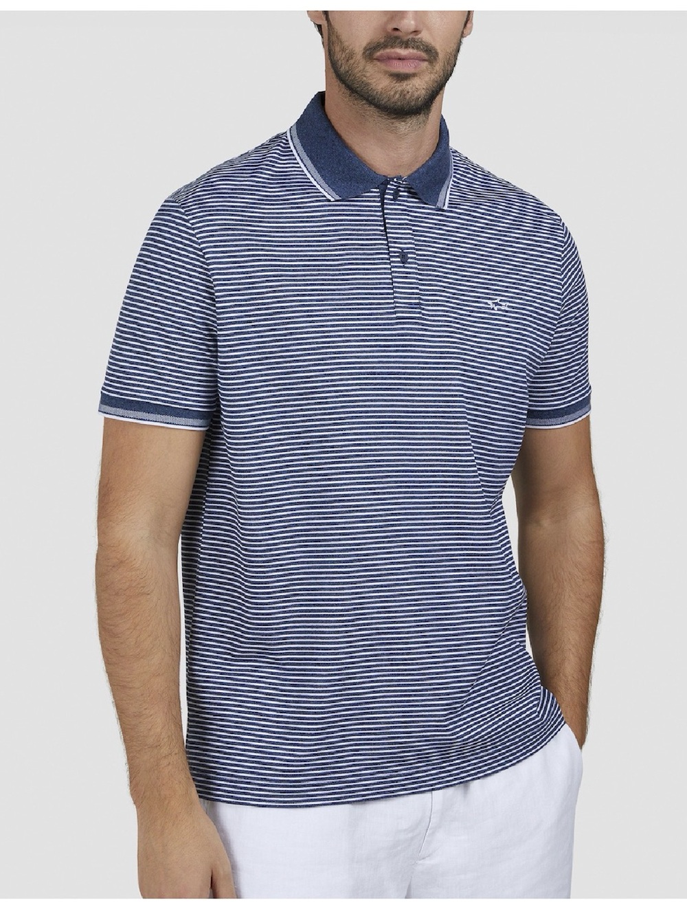 Michael Kors Blue and White Striped Polo Shirt
